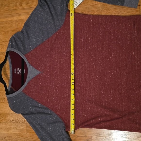 SONOMA MEN'S BIG & TALL SOFT CREWNECK RED & GRAY RAGLAND SHIRT SIZE XXL TALL - Picture 7 of 13